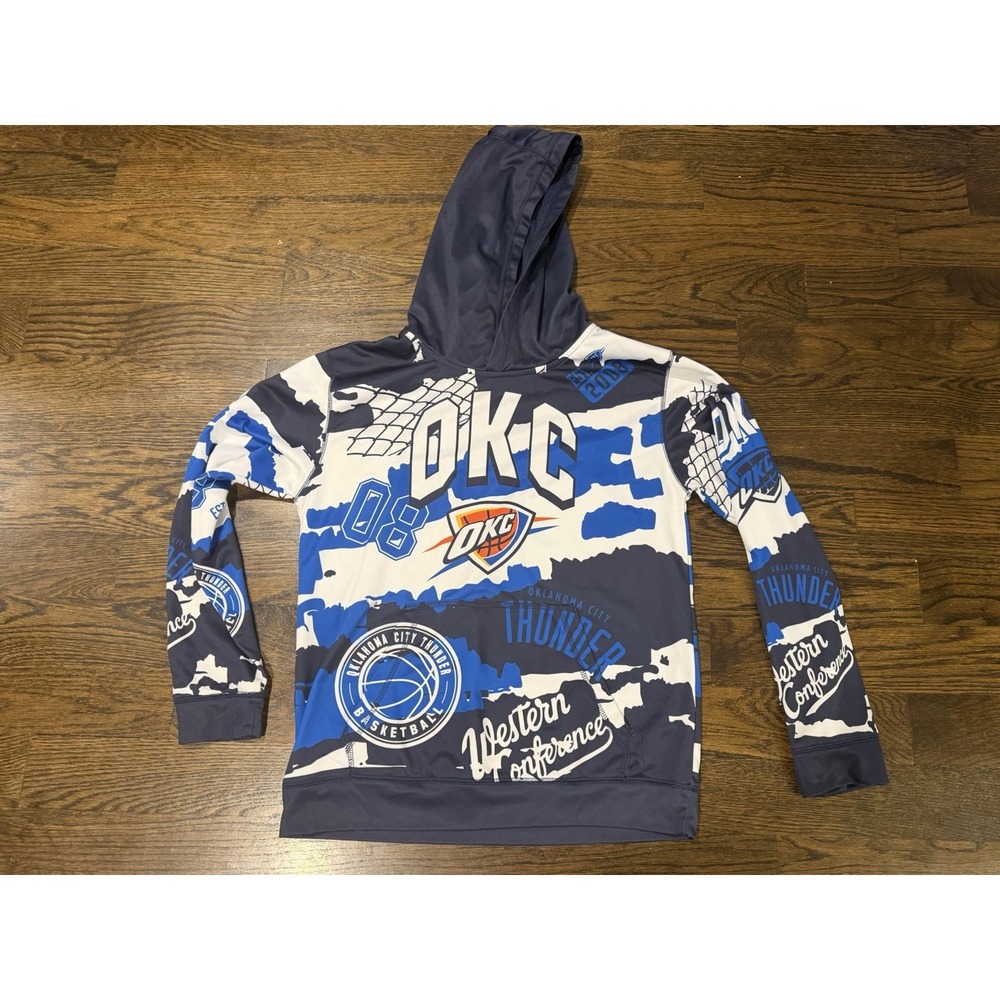 NBA Oklahoma City Thunder Sweatshirt Youth Blue Basketball Hoodie XL Kids
